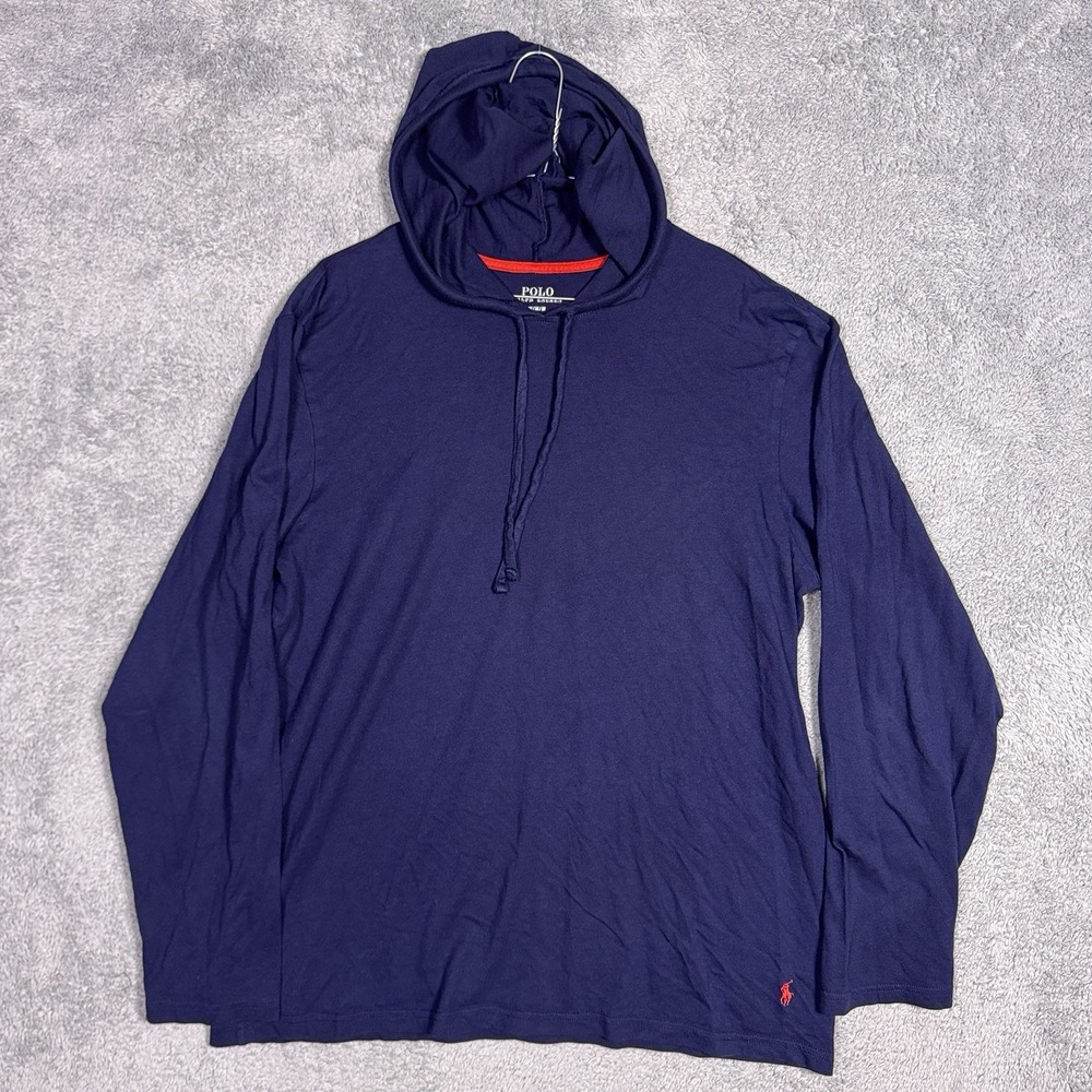 Polo Ralph Lauren Hoodie Mens M Blue Pullover Jersey Soft Pima Modal Pony
